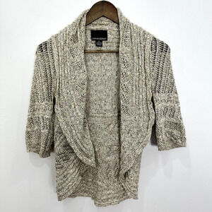 Cynthia Rowley Open Front Cardigan Womens Medium Brown Crochet Waterfall‎ Boho
